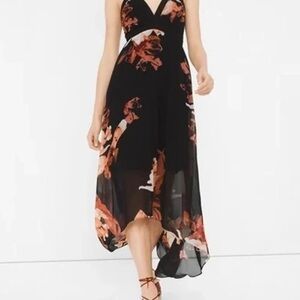 White House Black Market Black and Pink High Low Dress
